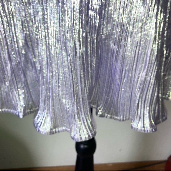 Nasty Gal Lilac Metallic Pleated Balloon Sleeve Mini Dress W4 - Picture 5 of 12